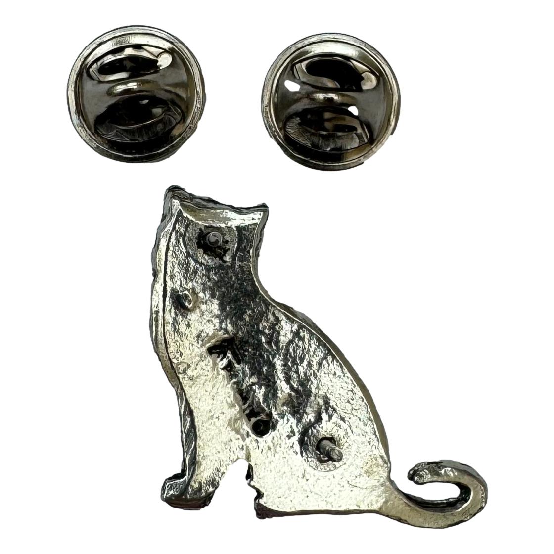 British Shorthair Cat polished pewter metal lapel pin badge image 2