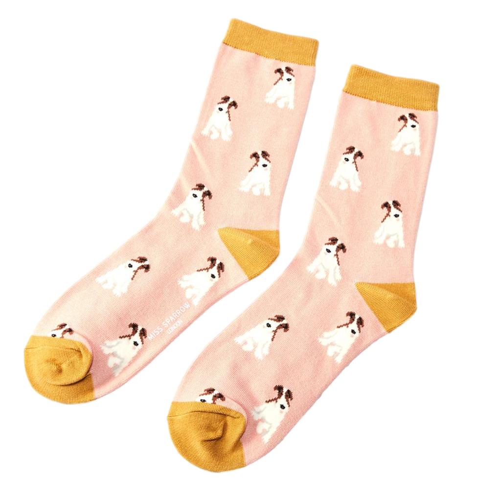 Fox Terriers Dusky Pink Womens Novelty Ankle Socks Adult One Size image 2