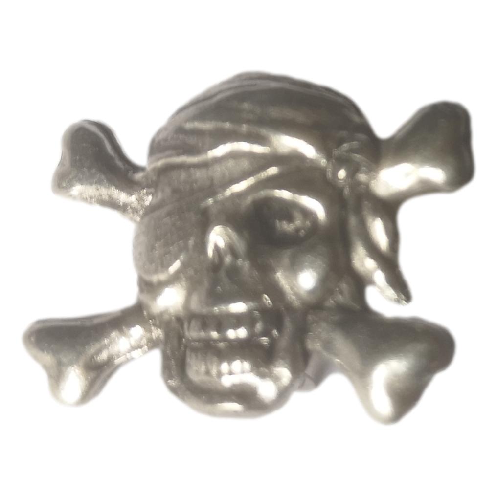 Skull and Crossbones polished pewter metal lapel pin badge image 3