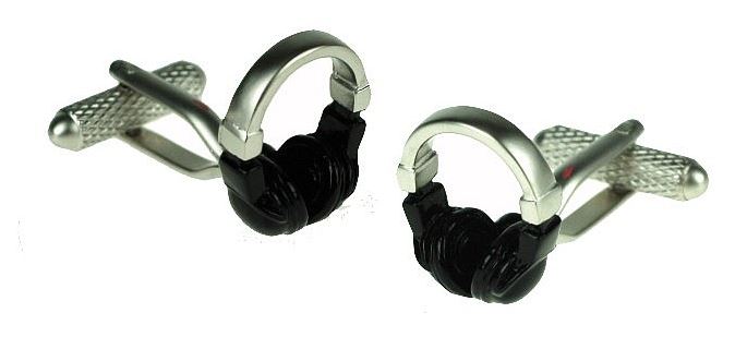 Headphones silver-plated torpedo cufflinks in padded gift box image 2