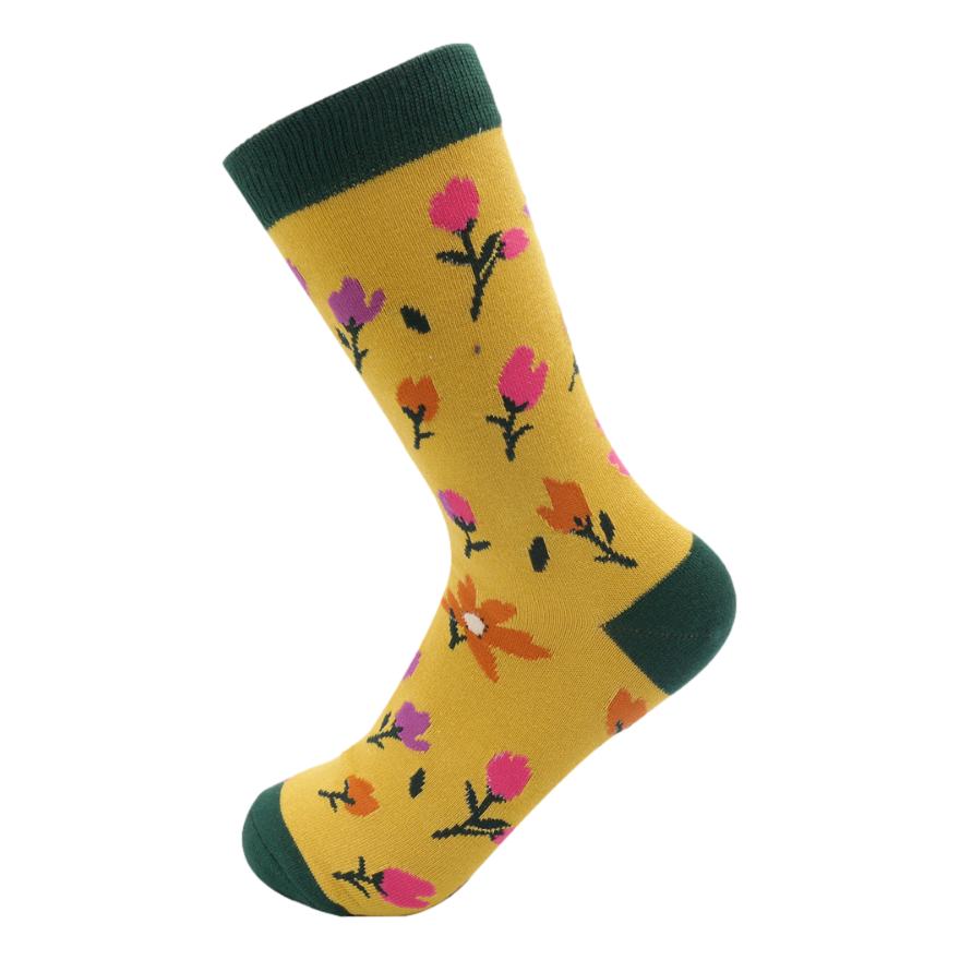 Flower Head Lime Yellow Womens Novelty Ankle Socks Adult One Size image 1
