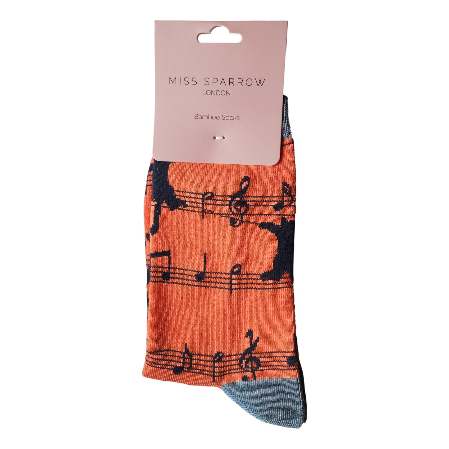 Kitty Cat on Music Stave Orange Womens Novelty Ankle Socks Adult One Size image 1