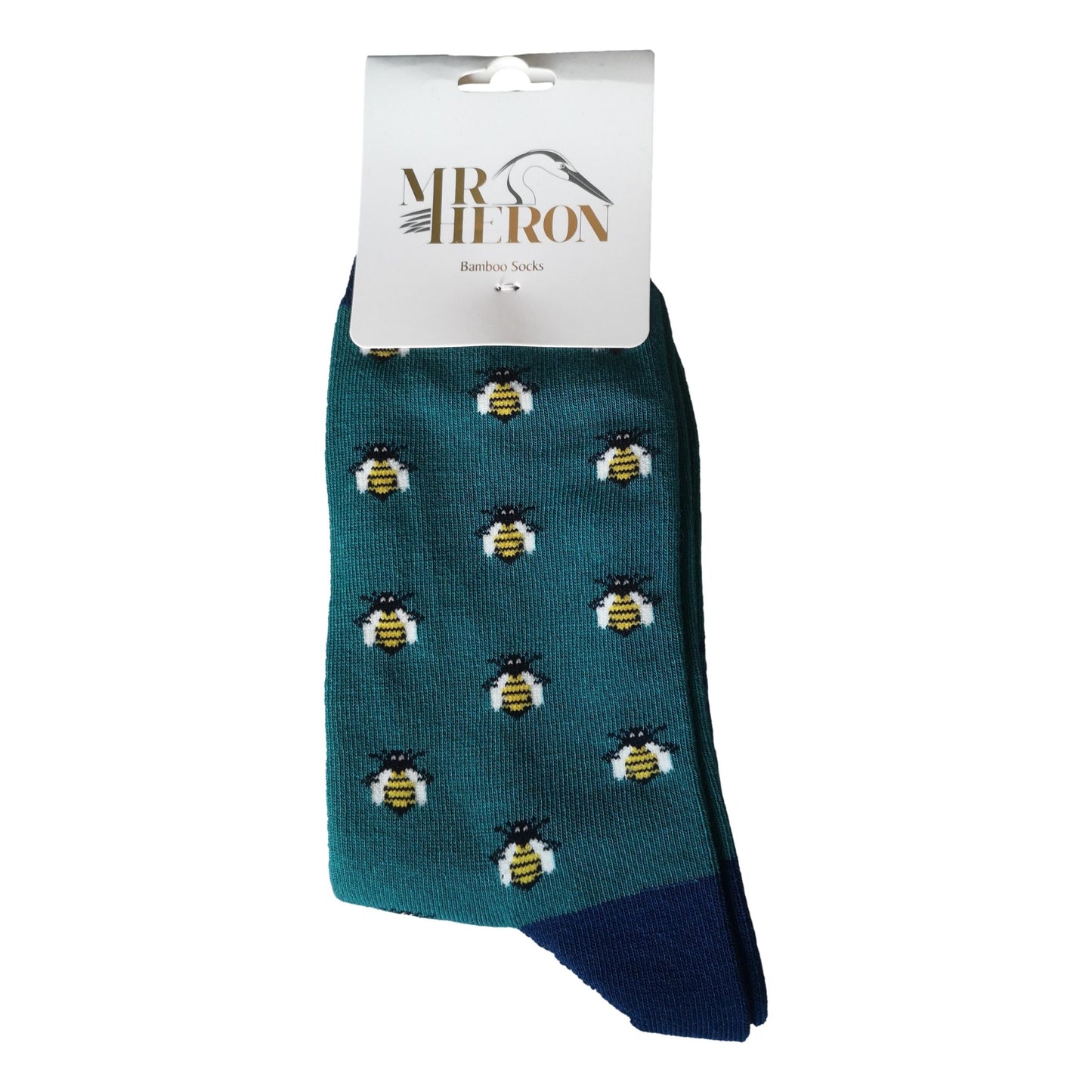 Honey Bees on Teal Green Mens Novelty Ankle Socks Adult One Size image 1
