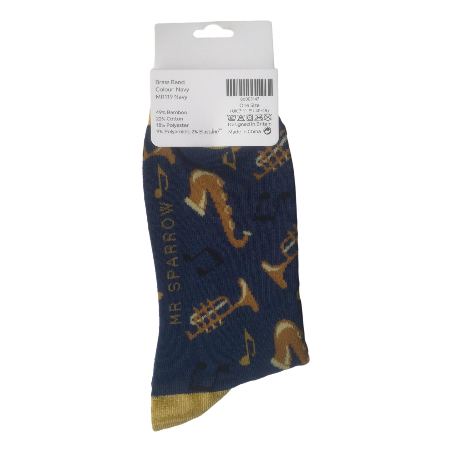 Jazz Instruments and Music Notes on Navy Blue Mens Novelty Ankle Socks Adult One Size image 3