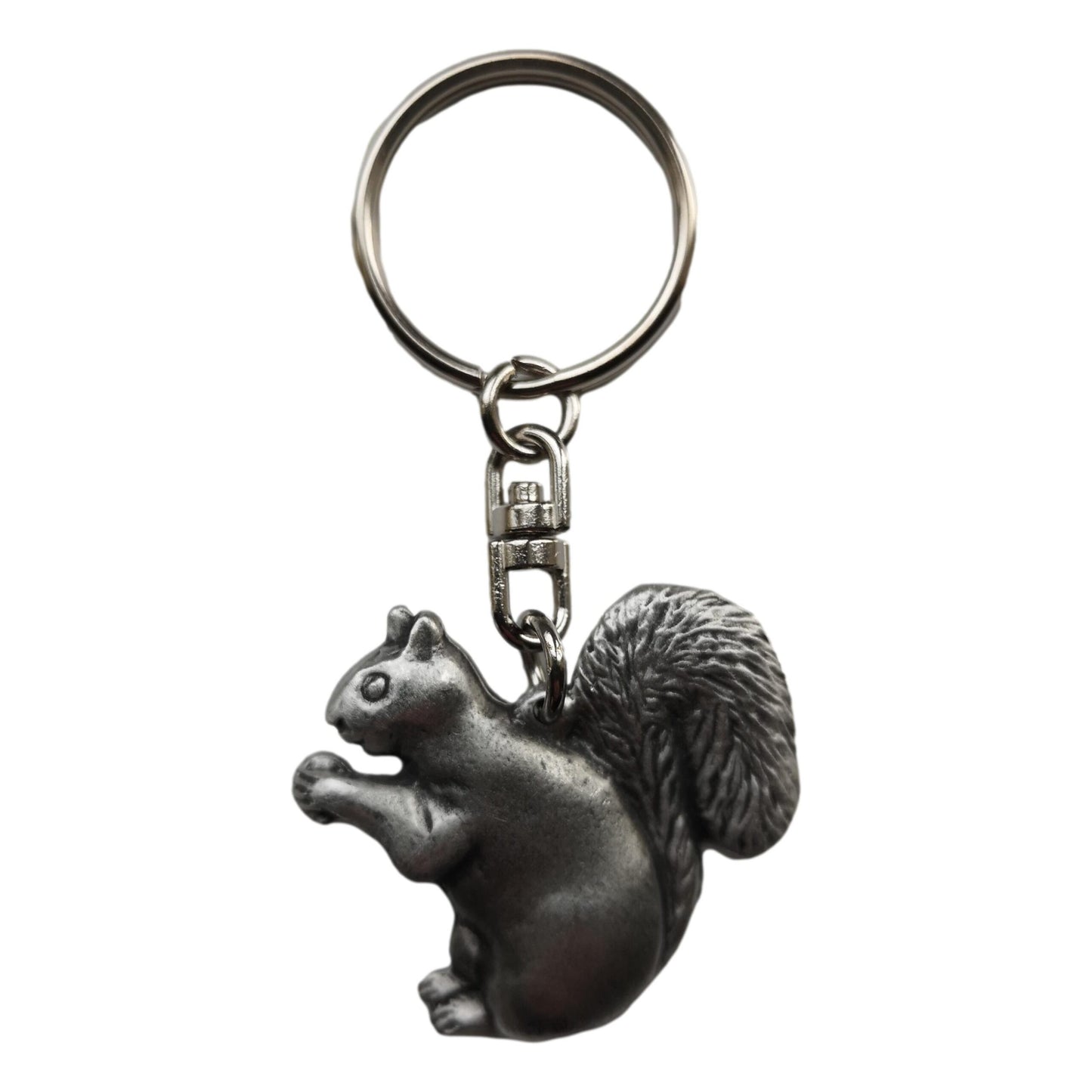 Red Squirrel pewter metal keyring image 0