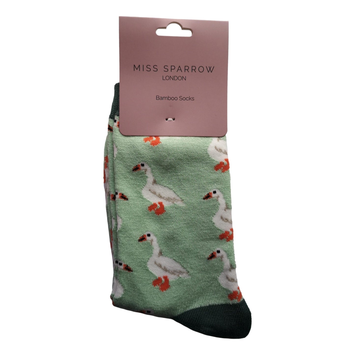 White Ducks on Mint Green Ladies Novelty Ankle Socks Adult One Size image 1
