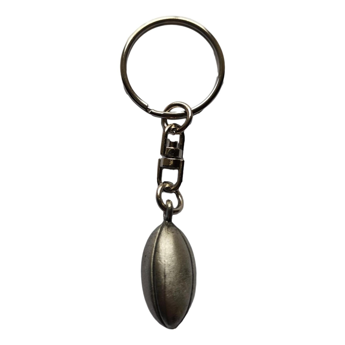 Rugby ball pewter metal keyring