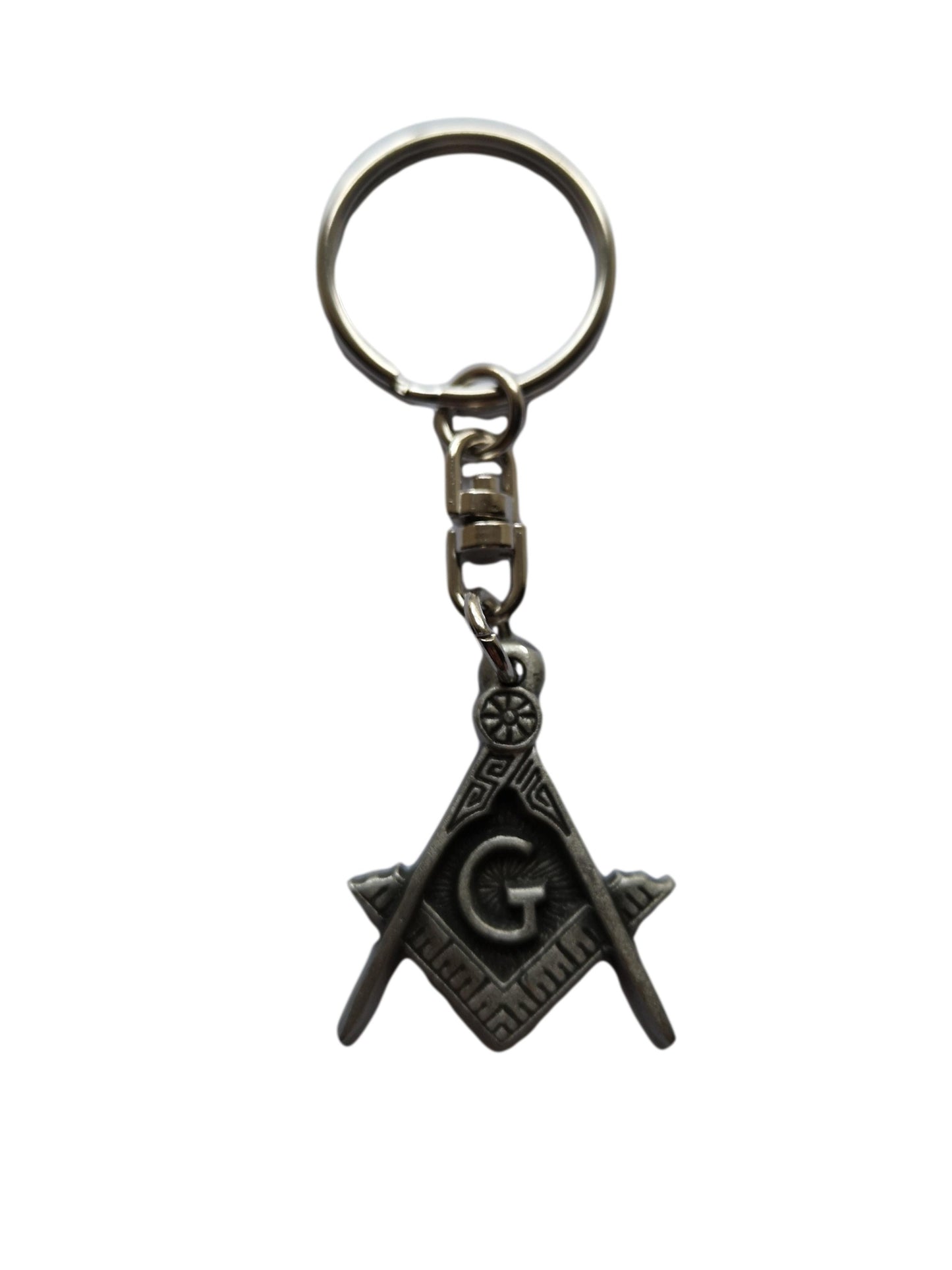 Freemasons Square and Compass pewter metal keyring