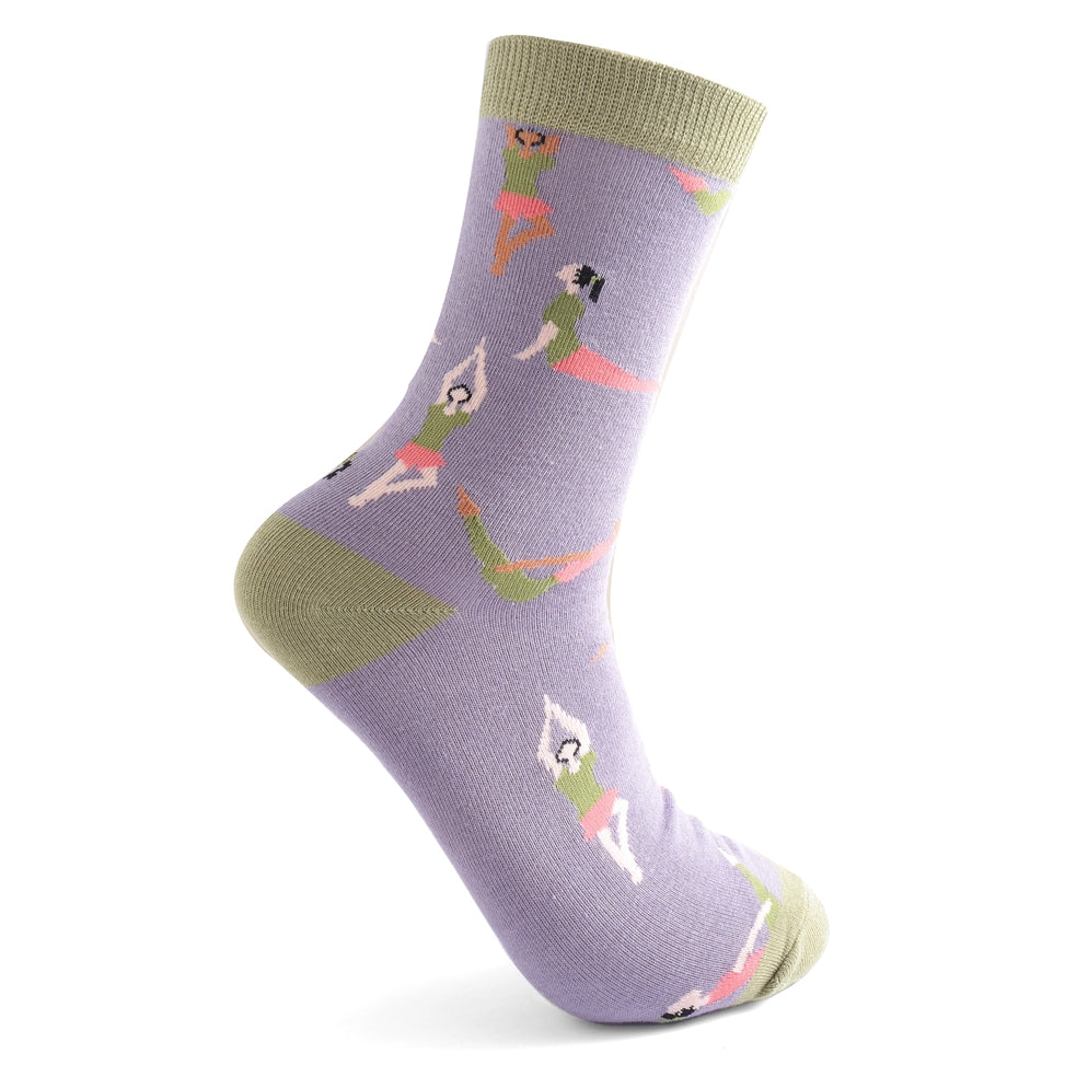 Yoga Poses on Lilac Womens Novelty Ankle/Crew Socks Adult One Size