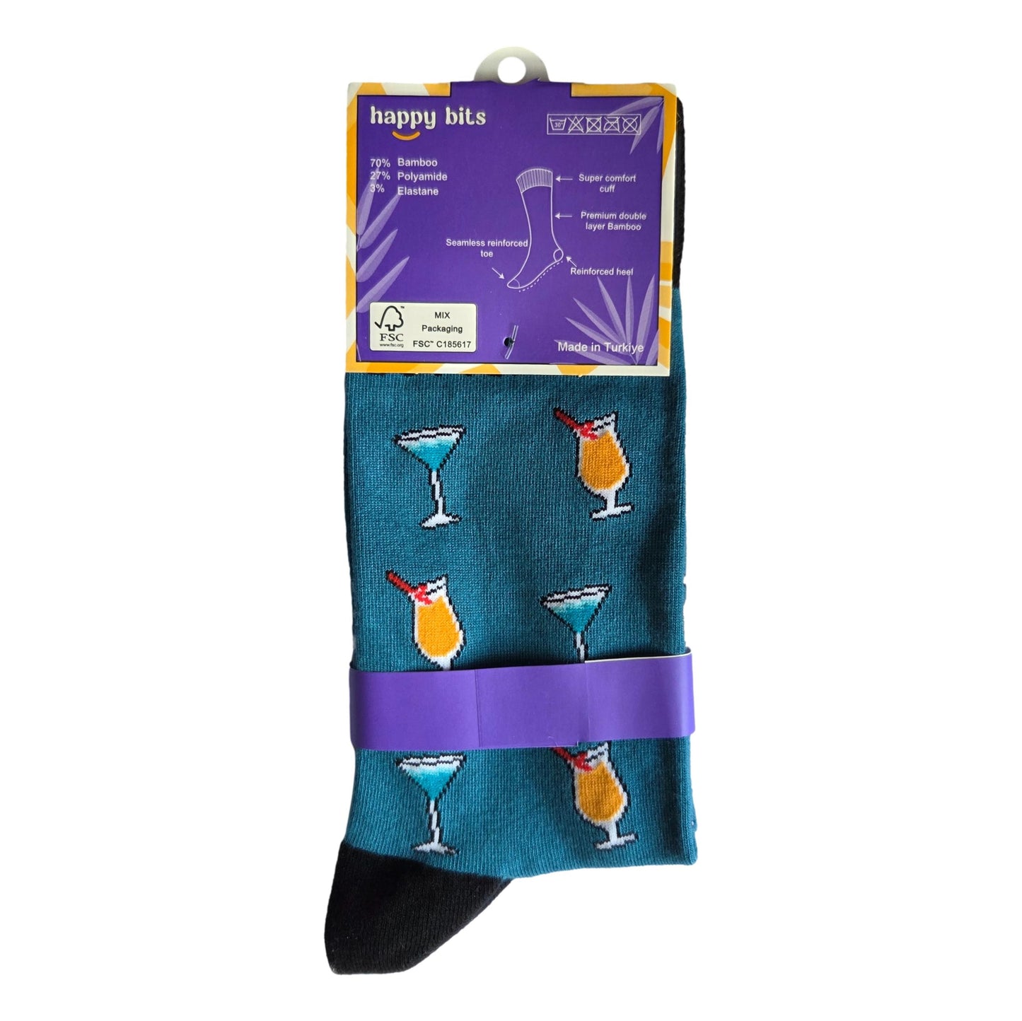 Bottoms Up Cocktails Unisex Novelty Ankle Socks Adult UK Size 8-11.5