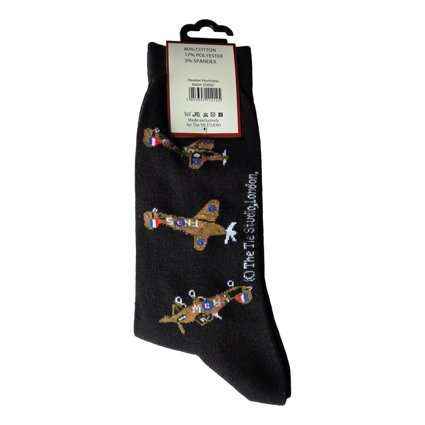 Hawker Hurricane on black Unisex Novelty Crew Socks Adult Size 6-11
