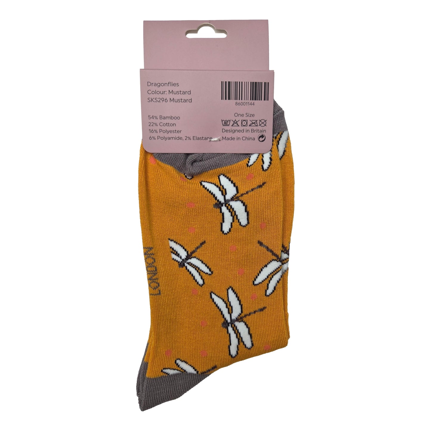 Dragonflies on Mustard Yellow Womens Novelty Ankle Socks Adult One Size