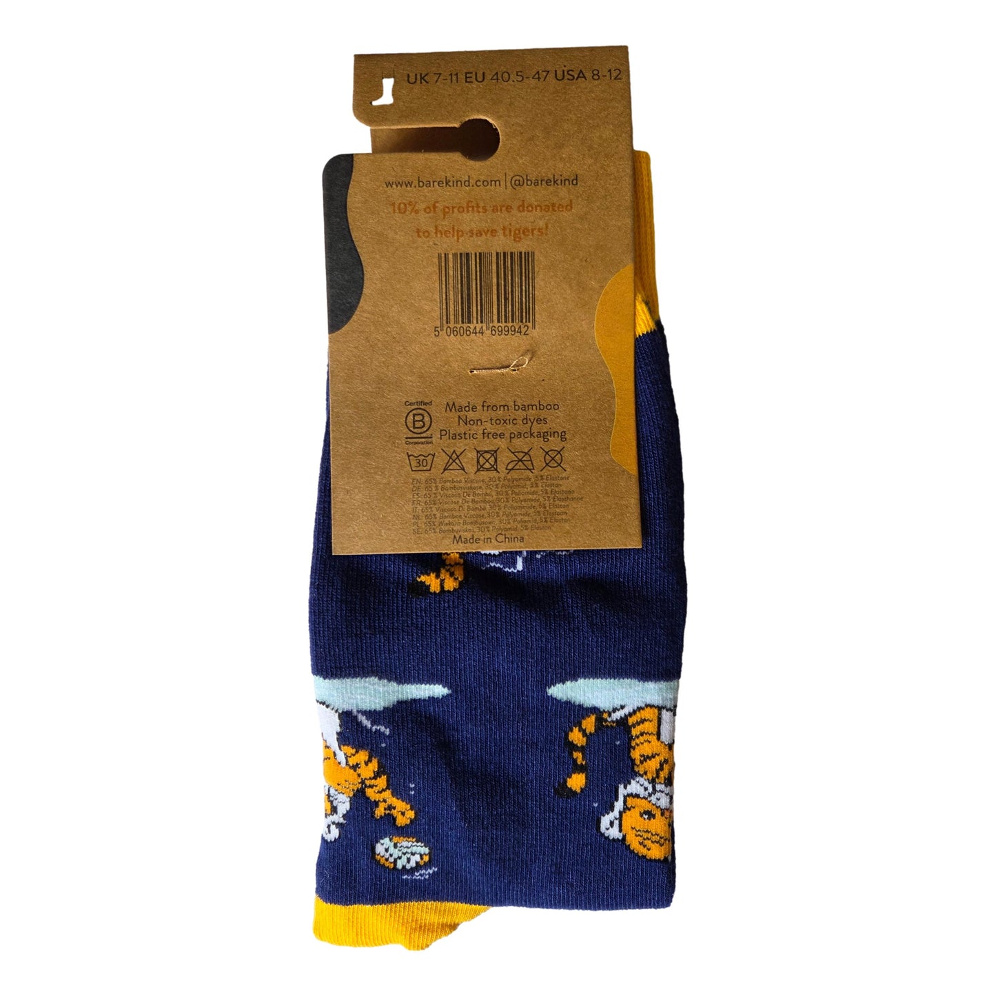 Save The Sport Tiger Navy Unisex Novelty Crew Socks Adult One Size