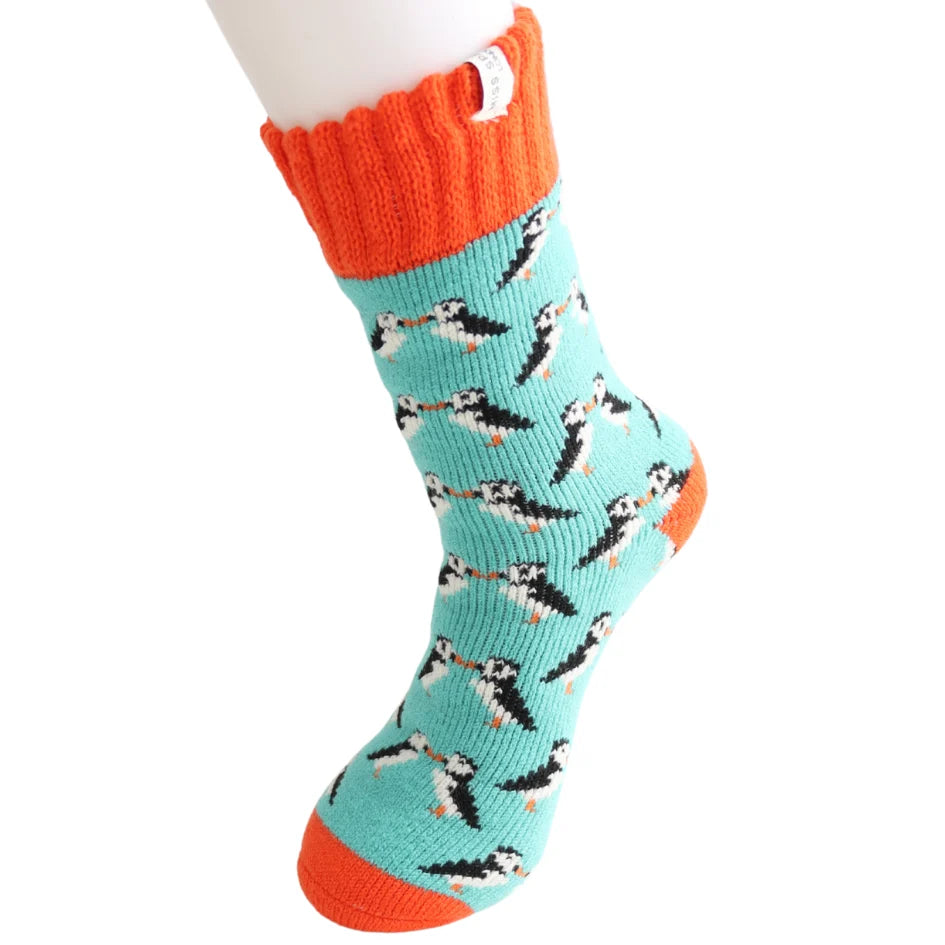 Winter Kissing Puffins Duck Egg Womens Novelty Ankle Socks Adult One Size