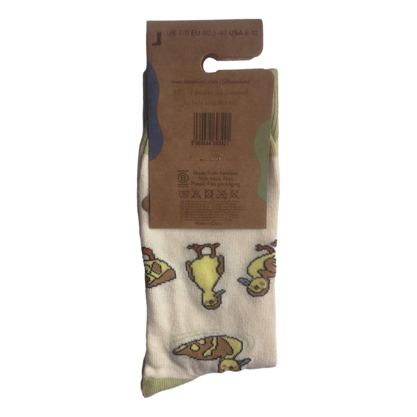Save The Ducklings Cream Unisex Novelty Crew Socks Adult UK Size 7-11 image 2