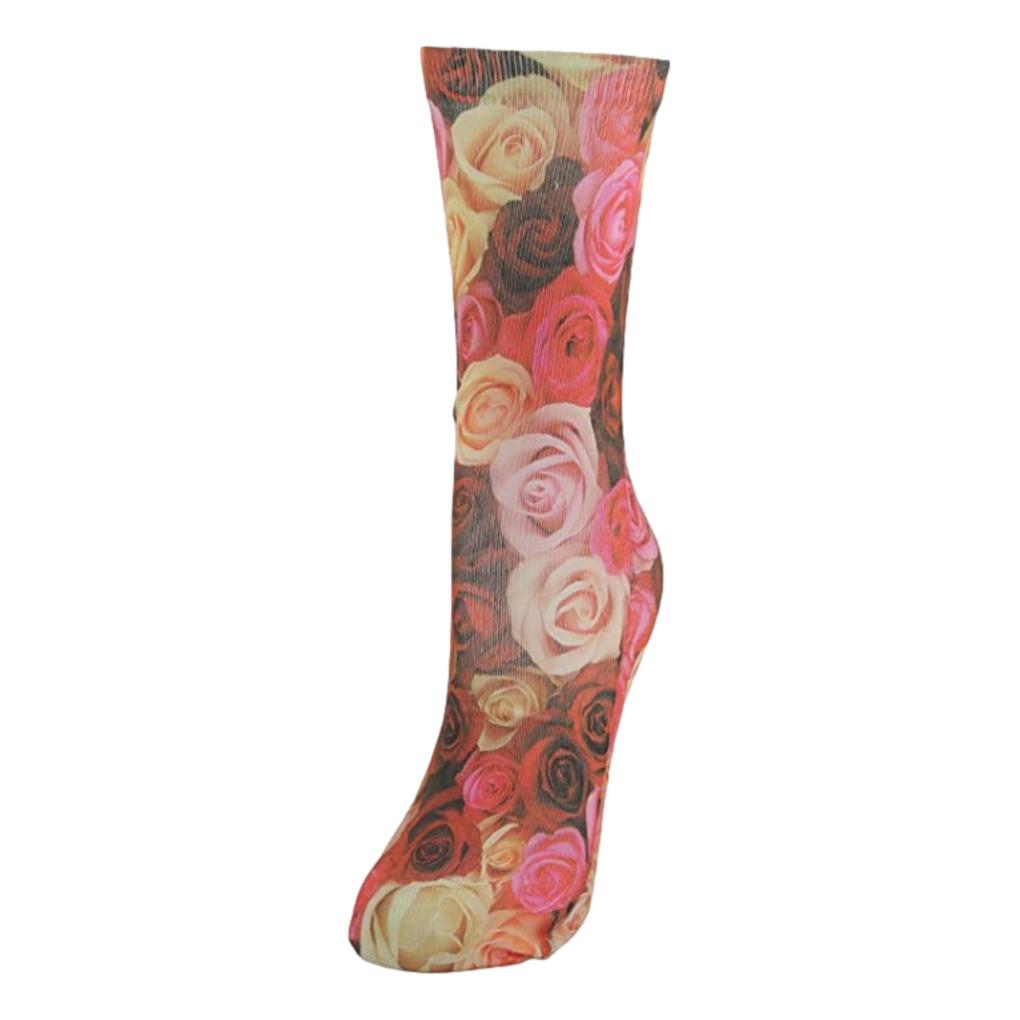 Roses Digital Print Womens Tube Socks Adult One Size image 2