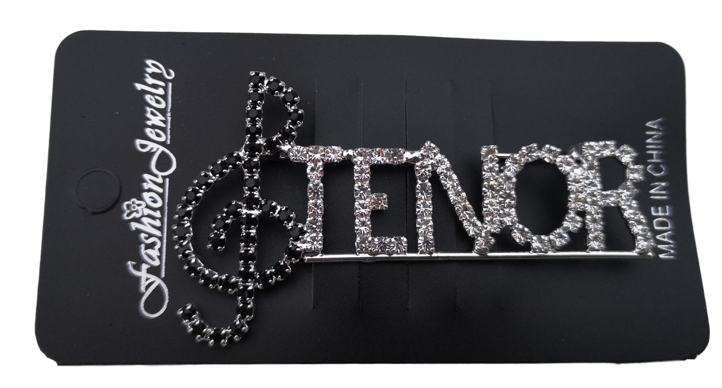 Tenor Barbershop Treble Clef style diamante crystal pin brooch image 1