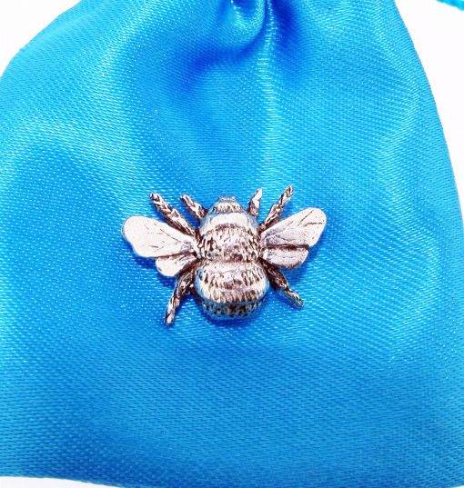 Bee Insect polished pewter metal lapel pin image 1