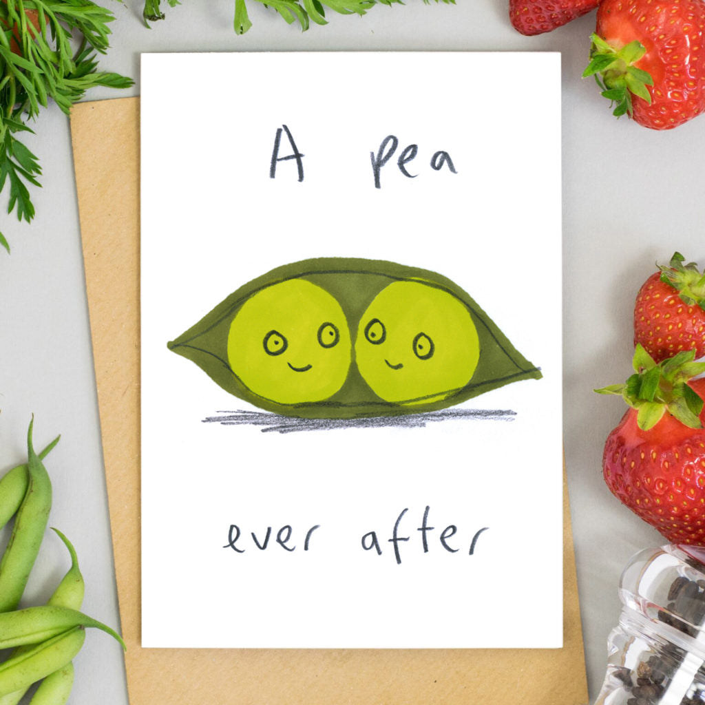A Pea Ever After eco-friendly humour greetings card image 1