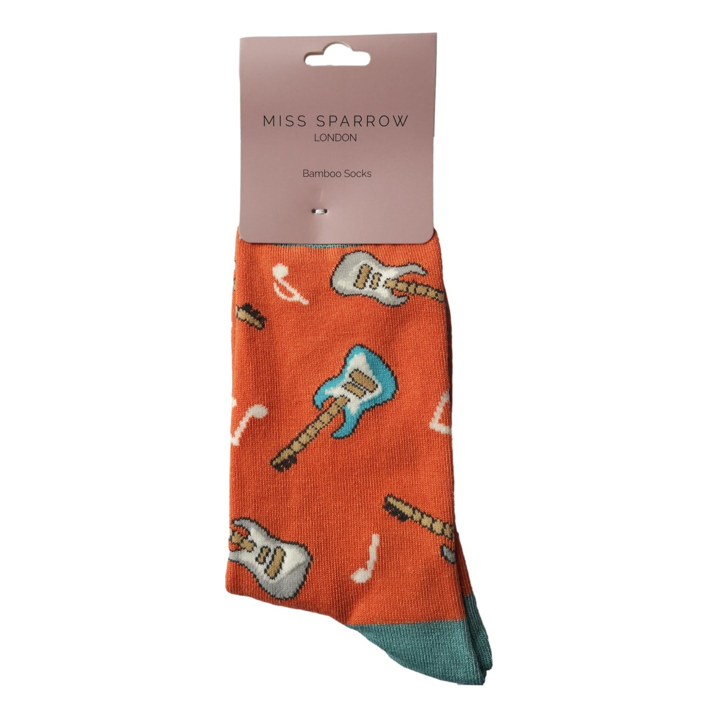 Electric Guitars on Orange Womens Novelty Ankle Socks Adult One Size image 1