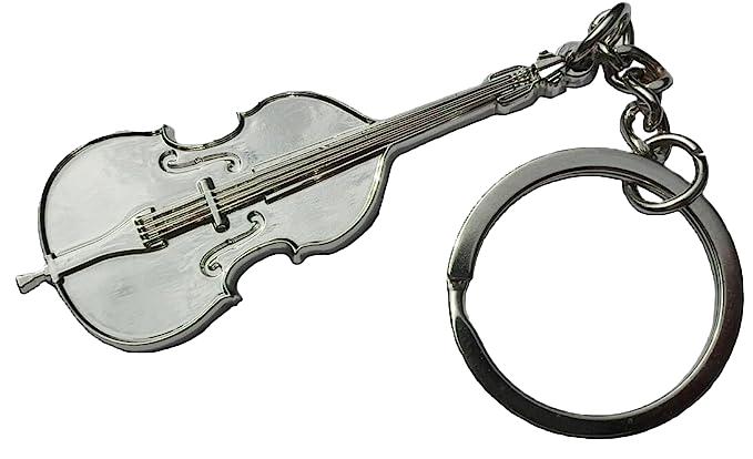 Double (String/Jazz) Bass polished silver-plated keyring image 2