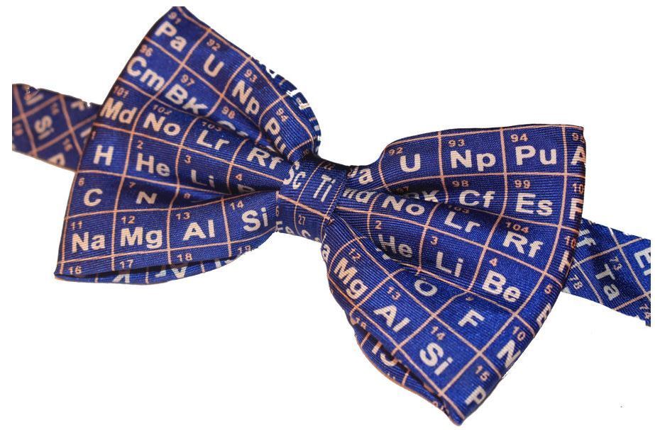Periodic Table on Blue Fancy Silk Bow Tie image 0