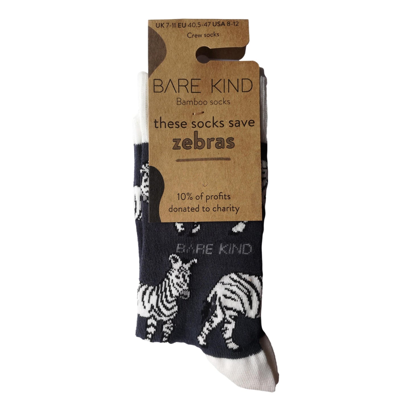 Save The Zebras Black Unisex Novelty Ankle Socks Adult UK Size 7-11 image 1