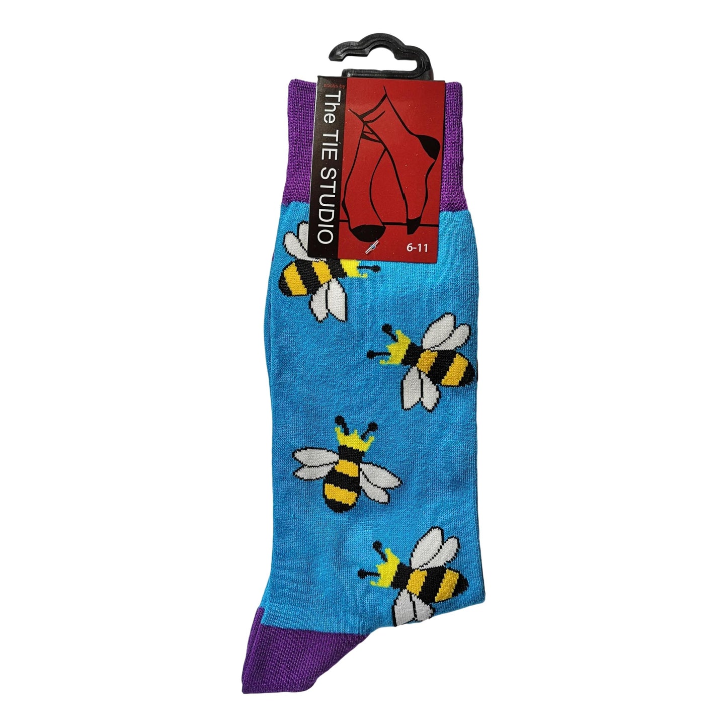 Bees on Blue Unisex Novelty Ankle Socks Adult Size 6-11 image 0