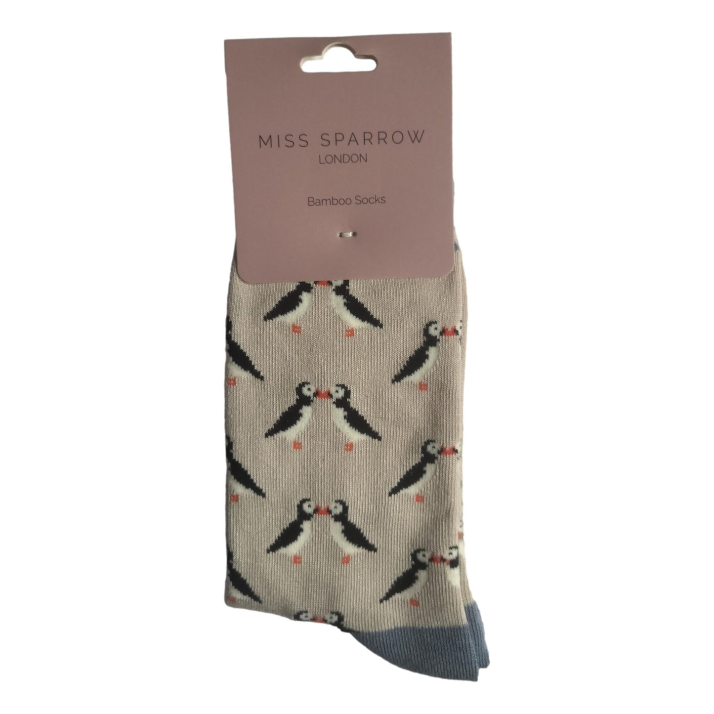 Kissing Puffins on Silver Womens Novelty Ankle Socks Adult One Size image 1