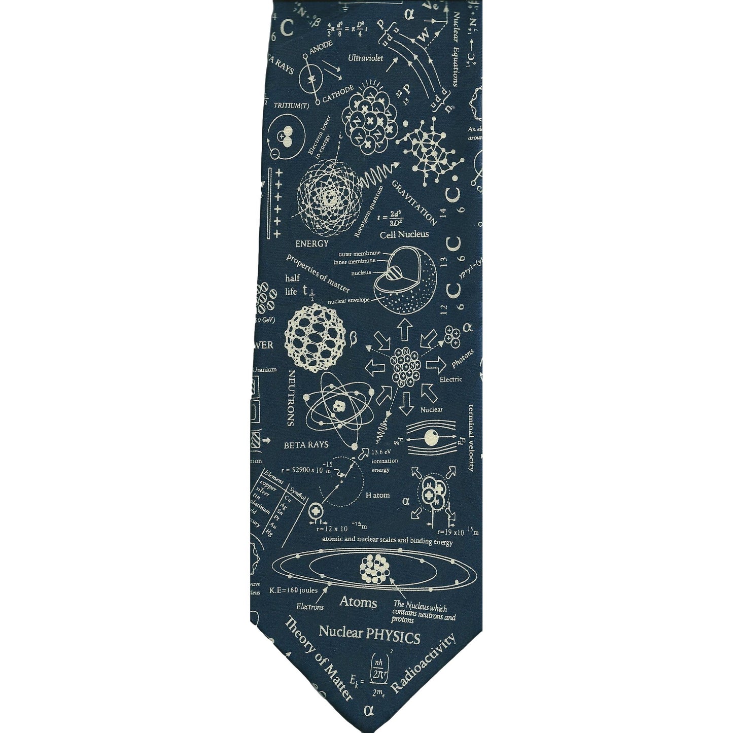 Nuclear Physics Scientist Teacher Student Polyester Tie sleeved with hook-Dark Navy image 3