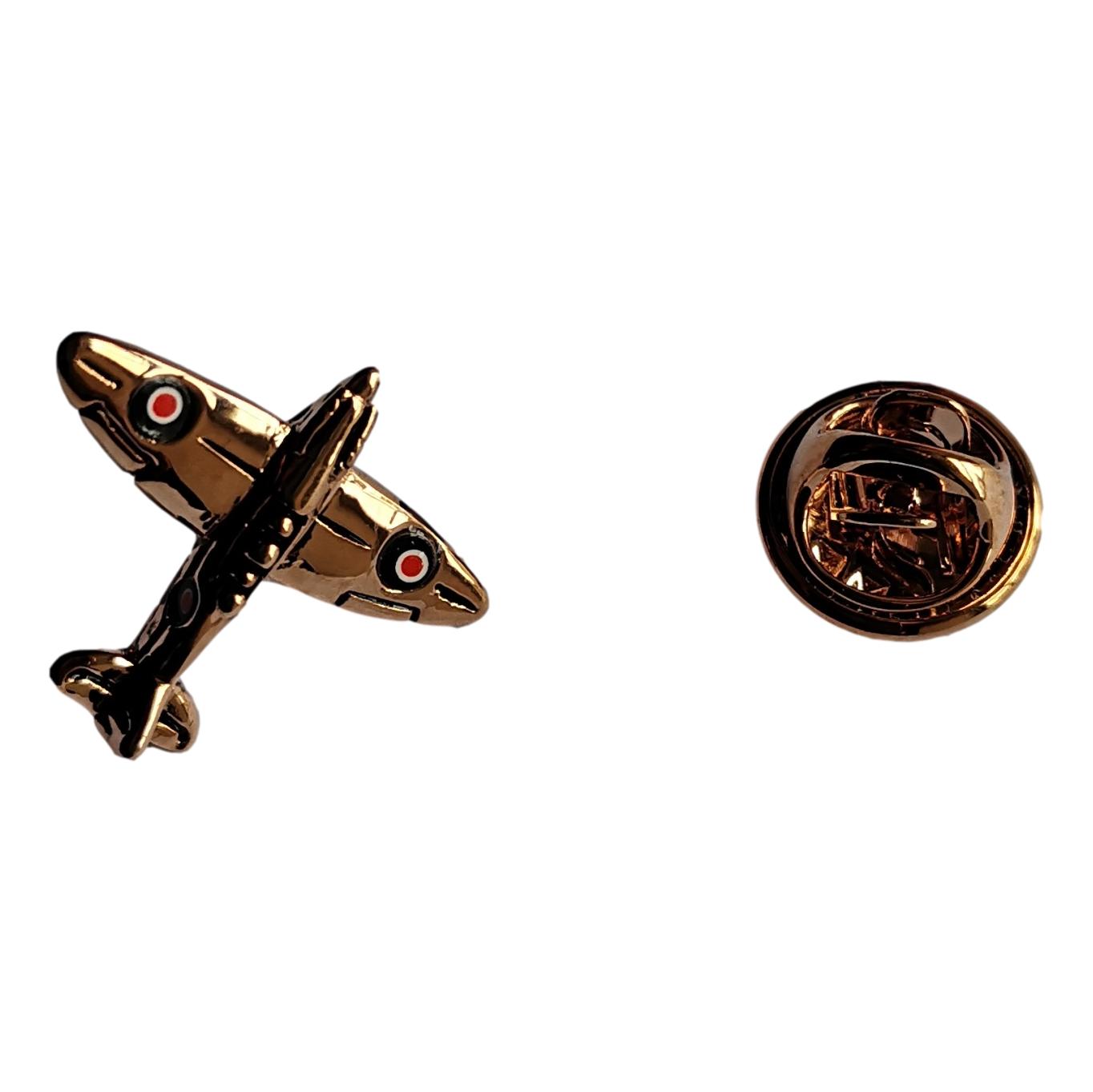 Spitfire Plane rose gold-plated lapel pin in padded gift box image 2