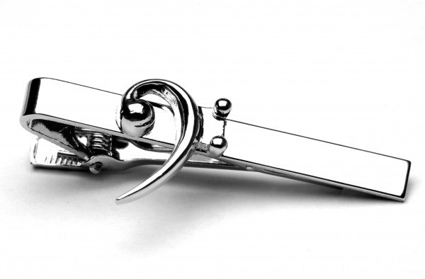 Bass Clef Silver-plated Tie Bar/Clip/Slide image 0