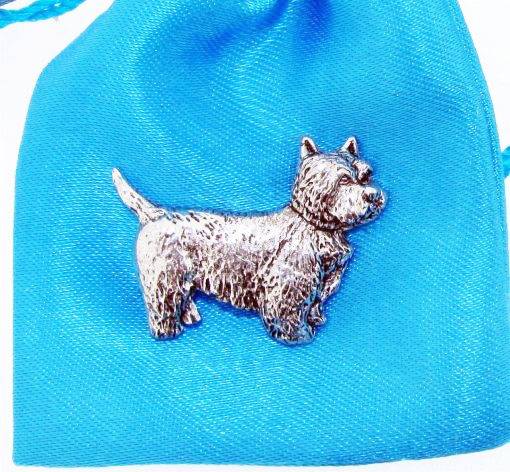 Westie Dog polished pewter metal lapel pin badge image 3