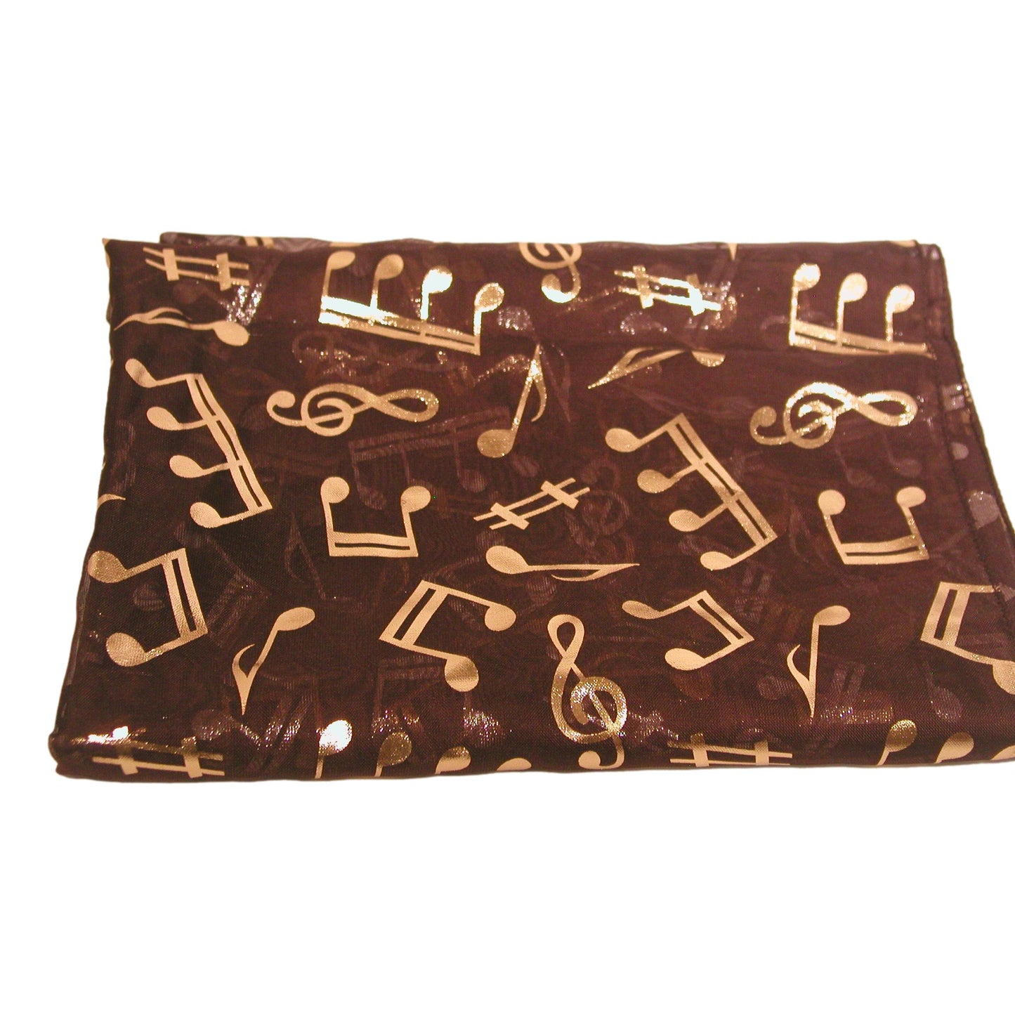 Treble Clef & Music Notes gold/silver reversible brown scarf image 1