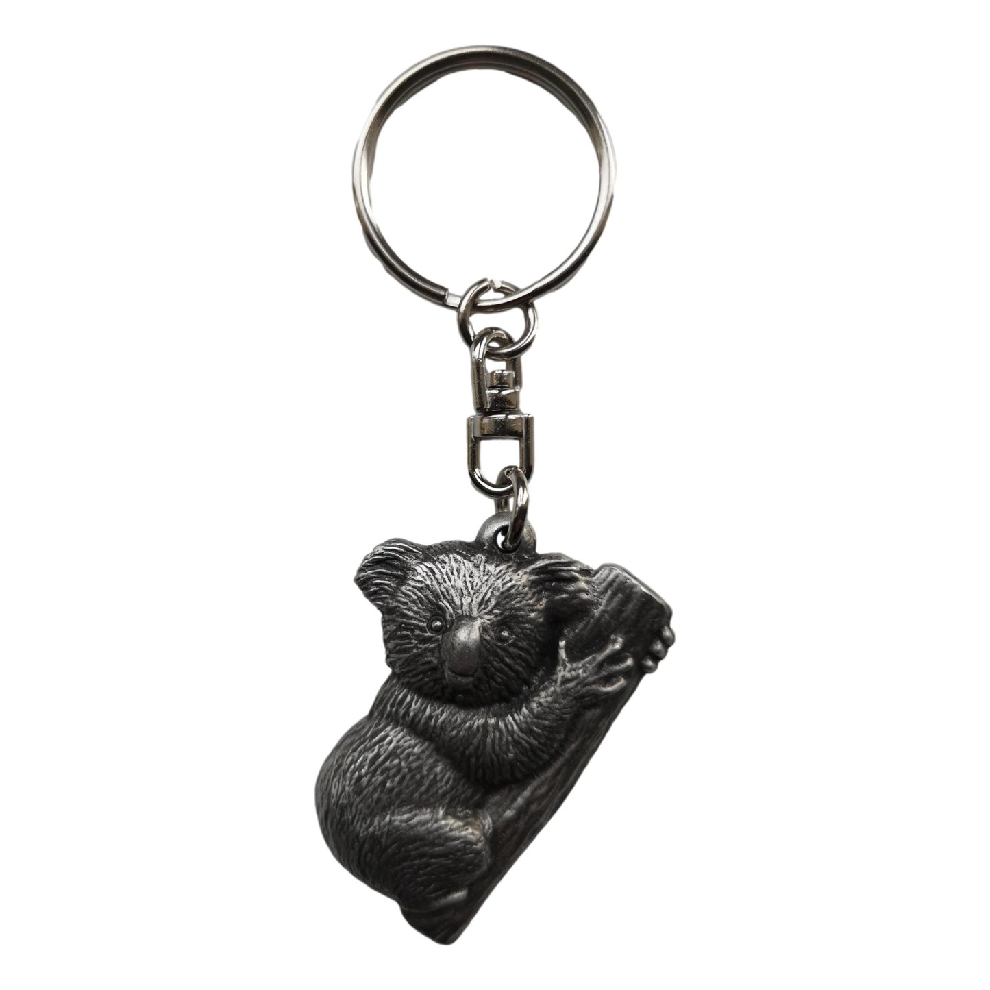 Tree Hugging Koala Bear pewter metal keyring image 0