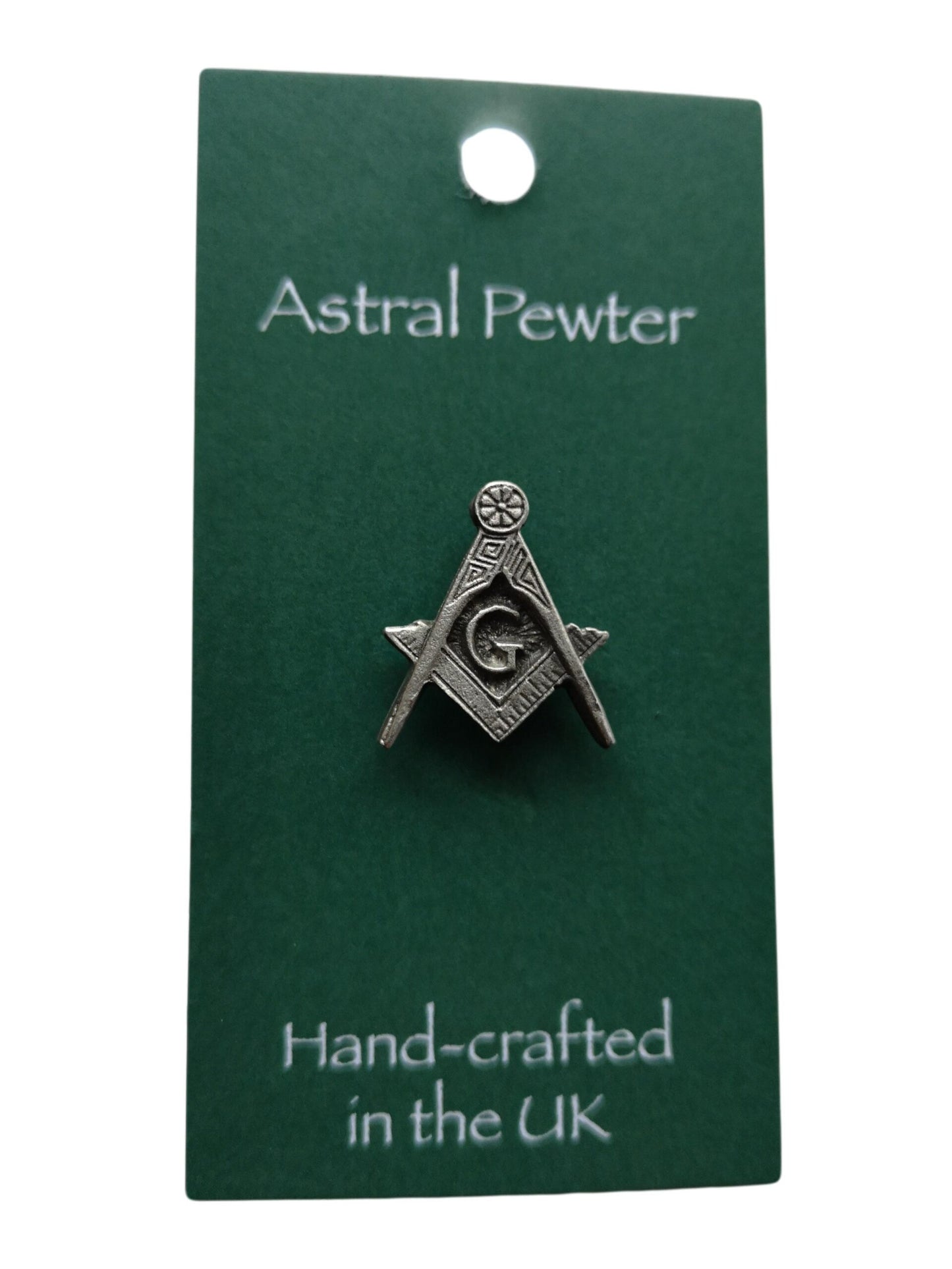 Freemasons Square and Compass pewter metal lapel pin image 1