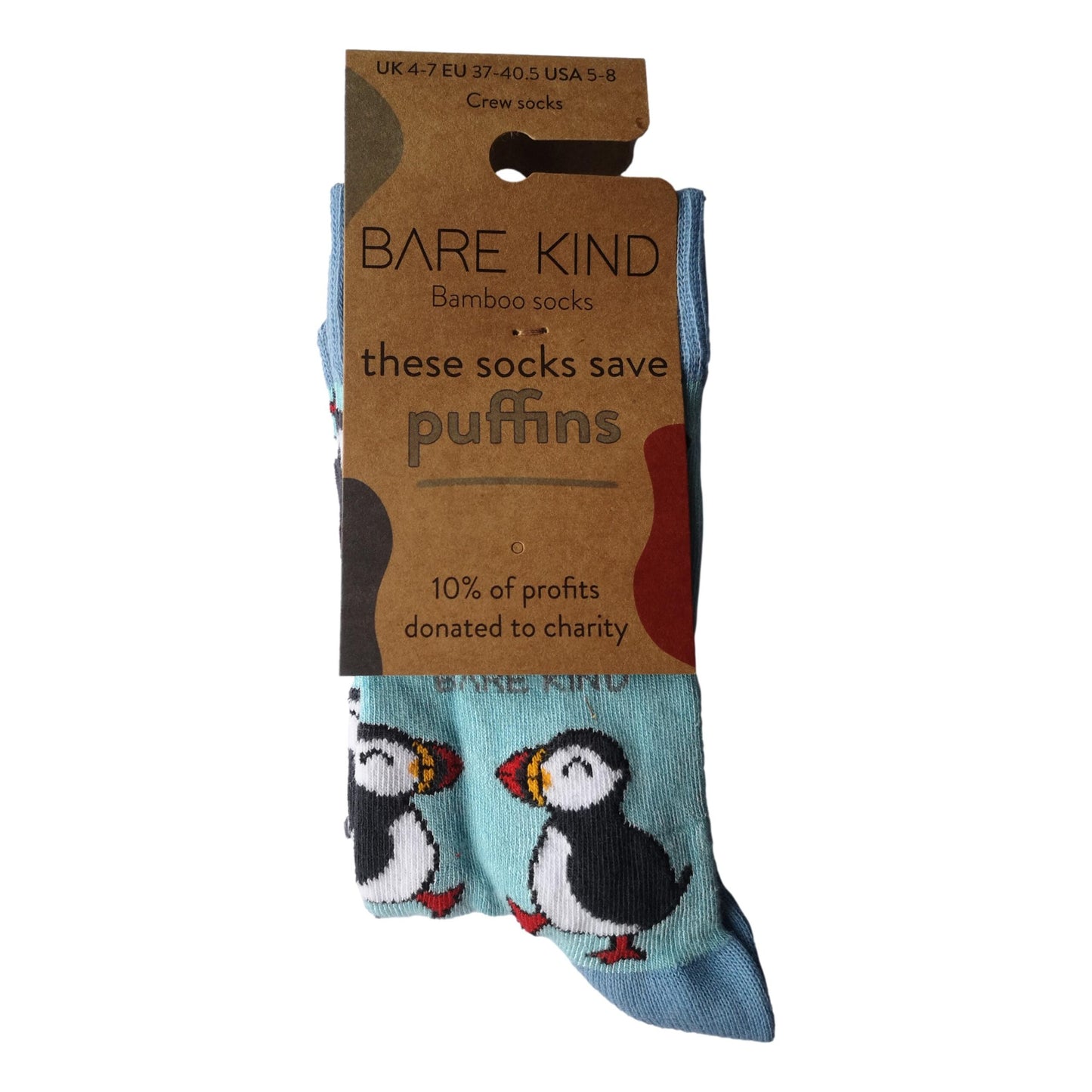 Save The Puffins Sky Blue Womens Novelty Ankle Socks Adult One Size image 1