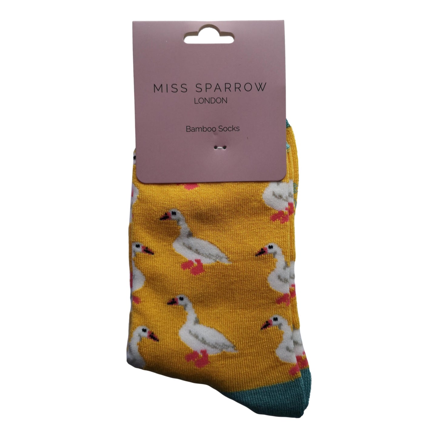 White Ducks on Yellow Ladies Novelty Ankle Socks Adult One Size image 1
