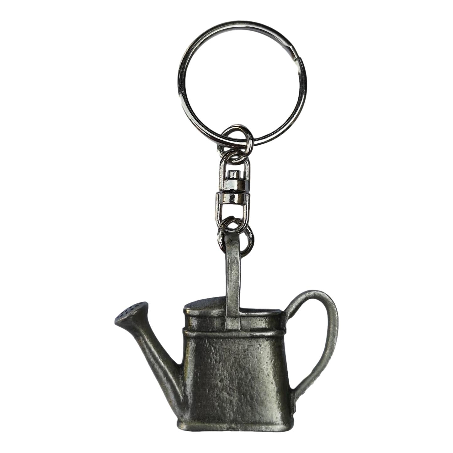 Gardener's Watering Can pewter metal keyring image 0
