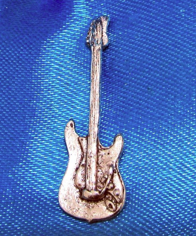 Electric Guitar polished pewter metal lapel pin image 1