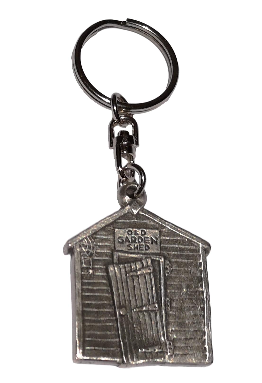 Garden Shed pewter metal keyring image 0