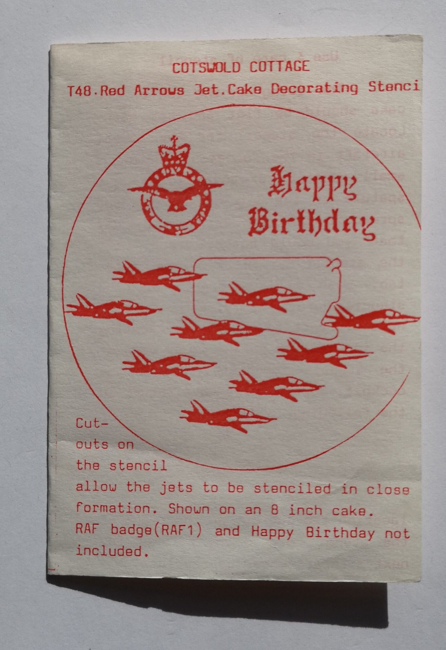 Stainless steel T48 Red Arrows cake decorating / card making stencil image 2