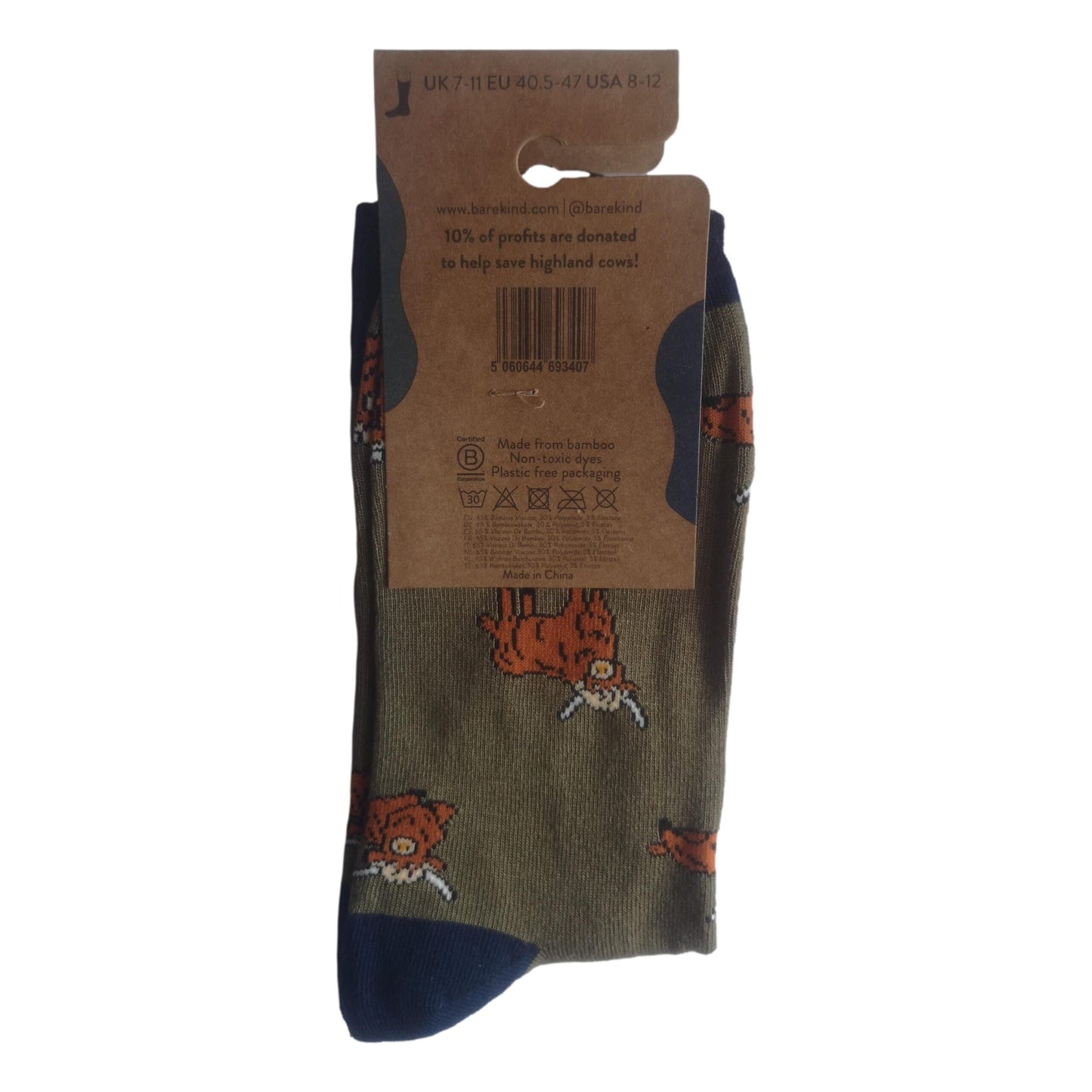 Save The Highland Cows Green Unisex Novelty Ankle Socks Adult Size 7-11 image 2