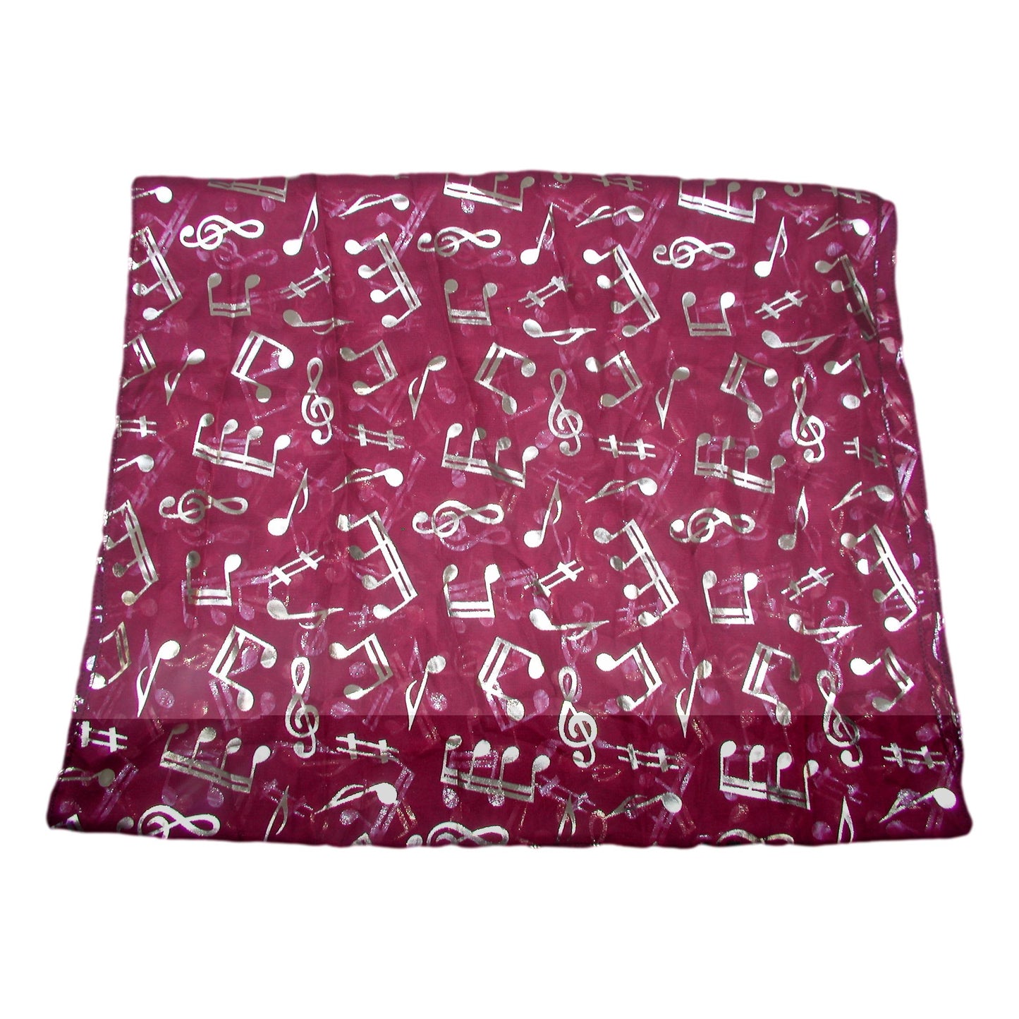 Treble Clef & Music Notes gold/silver reversible burgundy scarf image 0
