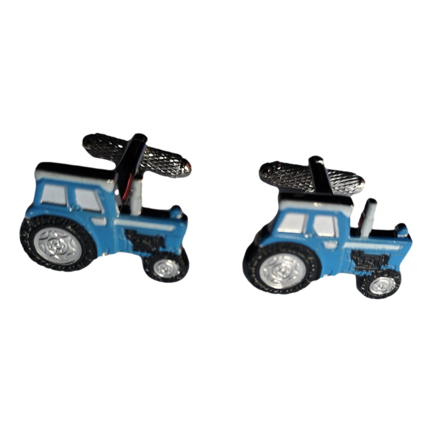 Blue Cab Tractor silver-plated torpedo cufflinks in padded gift box image 2