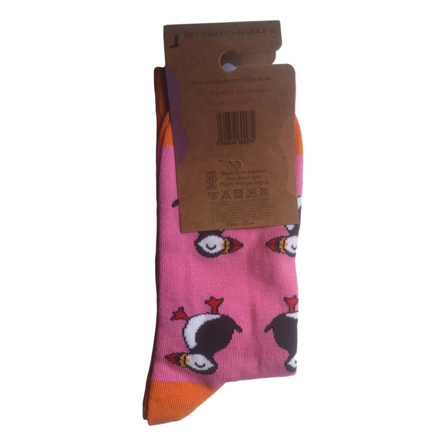Save The Puffins Pink Unisex Novelty Ankle Socks Adult UK Size 7-11 image 2