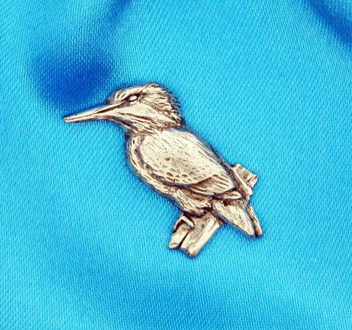 Kingfisher Bird polished pewter metal lapel pin image 1