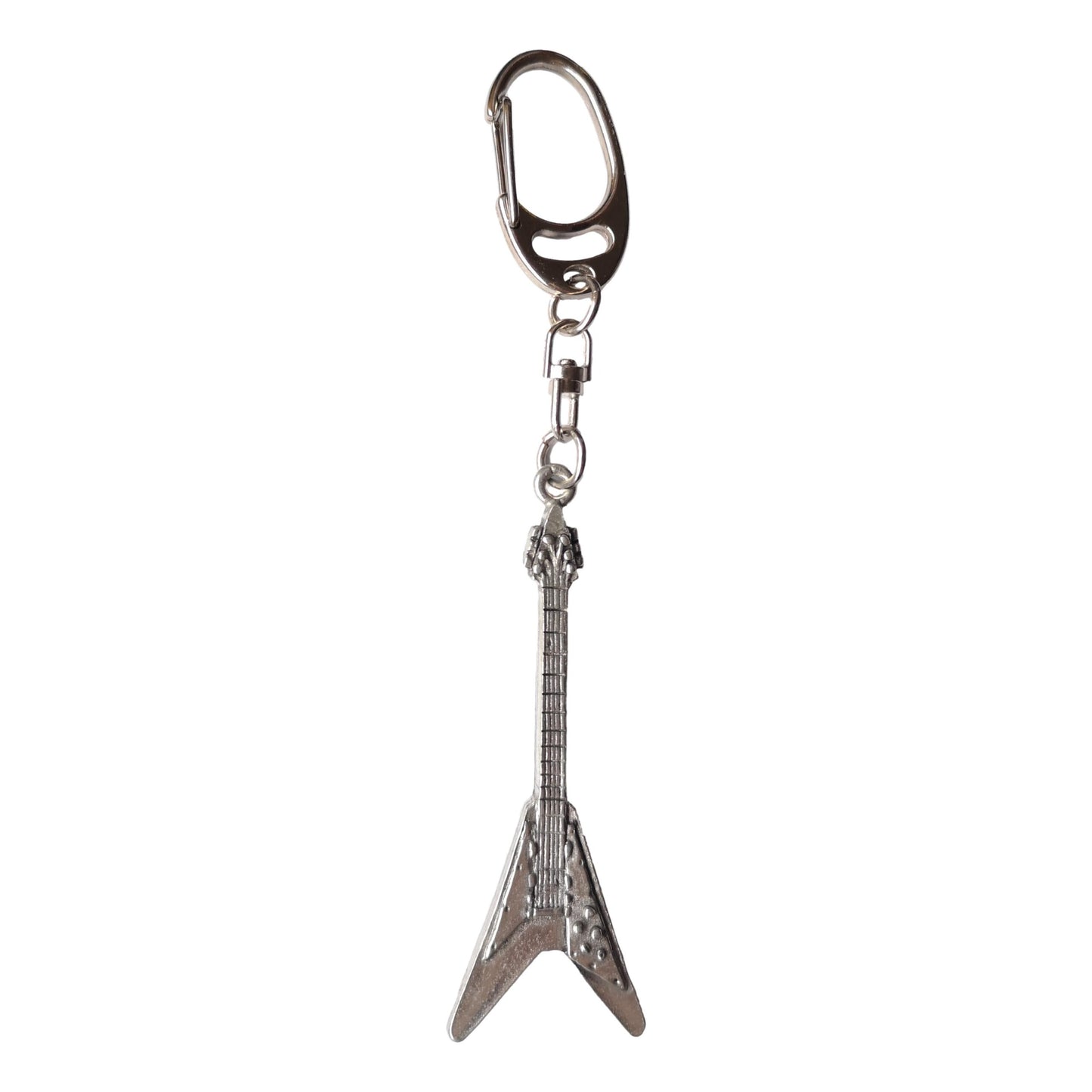Flying V Electric Guitar pewter metal keyring image 0