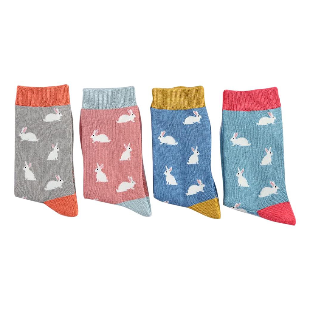 Rabbits on Duck Egg Ladies Novelty Ankle Socks Adult One Size image 1
