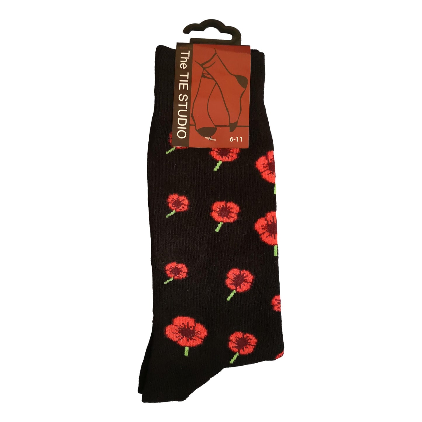 Red Poppies Rememberance Unisex Novelty Ankle Socks Adult Size 6-11 image 0